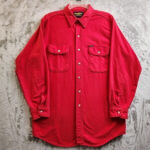 Vintage Oshkosh Mens Large Shirt 100% Cotton Chamois Button Up Red Genuine Heavy